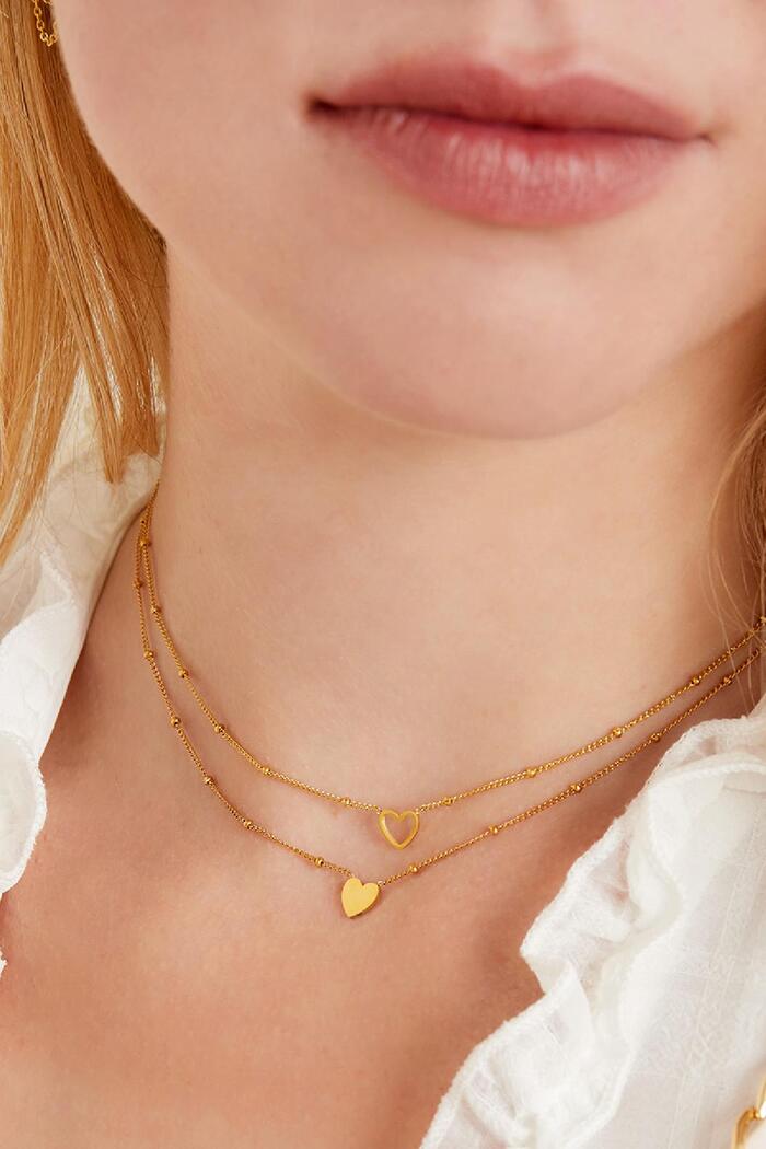 Minimalistische Halskette offenes Herz Gold Edelstahl Bild2